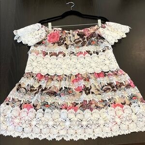 For Love And Lemons Pink and Cream Floral Dress